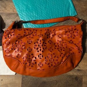 Orange Floral Cutout Shoulder Bag